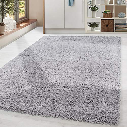 HomebyHome Alfombra Salon Peludo de Pelo Largo Gris Claro 200x290 cm - Alfombras de Habitacion Sala de Estar Modernas Suave y Esponjoso - Alfombras Dormitorio Moqueta Cocina Infantil Rectangular