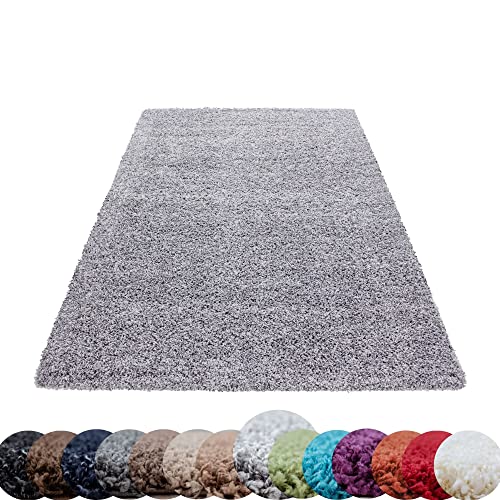 HomebyHome Alfombra Salon Peludo de Pelo Largo Gris Claro 200x290 cm - Alfombras de Habitacion Sala de Estar Modernas Suave y Esponjoso - Alfombras Dormitorio Moqueta Cocina Infantil Rectangular