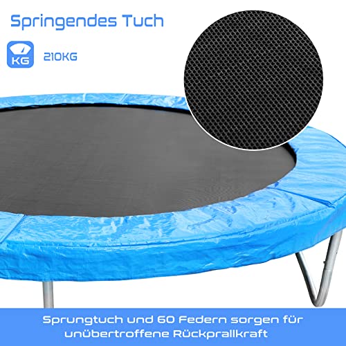 HomeMiYN Trampolín de 183/244/305/366 cm de diámetro con red de seguridad, trampolín con combinación de escalera, resistente a los rayos UV, impermeable, para niños y familias