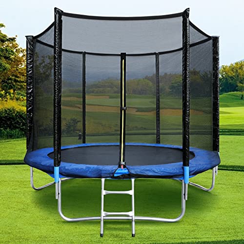 HomeMiYN Trampolín de 183/244/305/366 cm de diámetro con red de seguridad, trampolín con combinación de escalera, resistente a los rayos UV, impermeable, para niños y familias