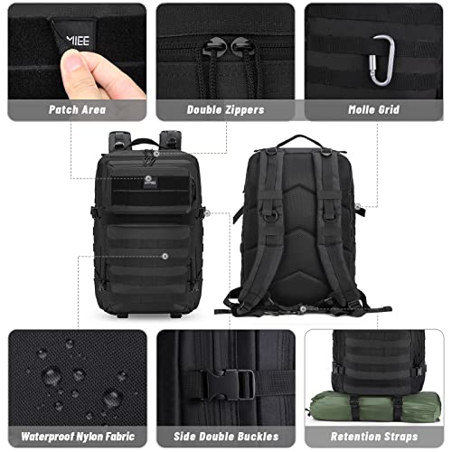 HOMIEE Mochila Táctica Militar 45L Gran capacidad MOLLE Crossfit Mochila Viaje Trekking Camping Senderismo Mochilas Gimnasio Fitness para 3 días Paquete de Asalto (Negro)