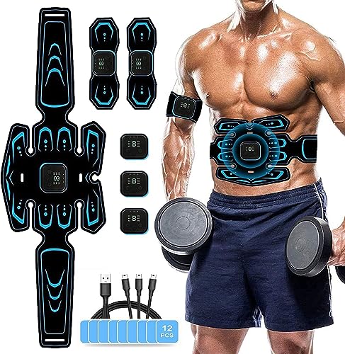 HONGXIAN Masajeador Eléctrico Cinturón con USB, 6 Modos 15 Niveles Diferentes para, EMS Electroestimulador Muscular, Electroestimulacion Estimulación ABS Trainer para Abdomen/Brazo/Piernas/Cintur