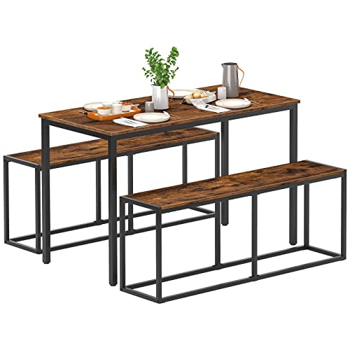 HOOBRO Banco, Taburete de Comedor, Banco de Cocina de 120 x 30 x 46.5 cm, Taburete de Desayuno de Estilo Industrial, Estructura Metálica, Adecuado para Cocina, Salón, Vestíbulo, Dormitorio EBF12CD01