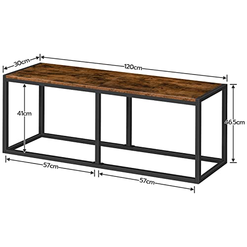 HOOBRO Banco, Taburete de Comedor, Banco de Cocina de 120 x 30 x 46.5 cm, Taburete de Desayuno de Estilo Industrial, Estructura Metálica, Adecuado para Cocina, Salón, Vestíbulo, Dormitorio EBF12CD01