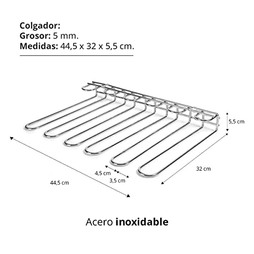 Hostelnovo - Pack de 2 Colgadores de Copas para Techo y Pared - Soporte para Copas de Vino Colgante Ideal para Bar o Restaurante de Acero Inoxidable 18/8, 821/2