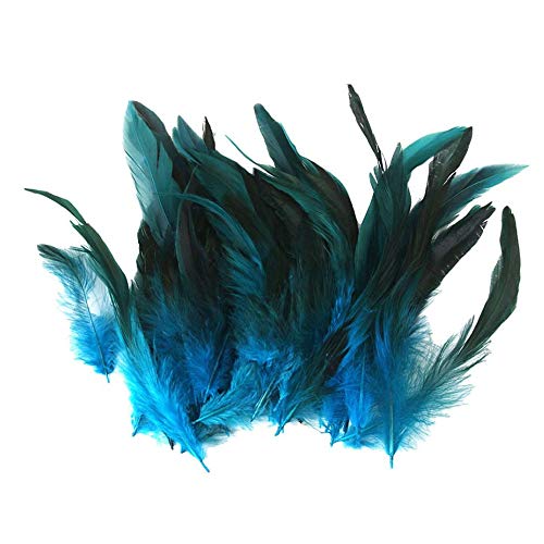 HPiano 100pcs Hermosas Plumas De Gallo Decoración Fringe,Decoración de Bodas, Manualidades,Hogar Bricolaje Artesanía 15-20cm (Color Azul Cielo)