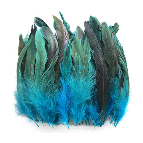 HPiano 100pcs Hermosas Plumas De Gallo Decoración Fringe,Decoración de Bodas, Manualidades,Hogar Bricolaje Artesanía 15-20cm (Color Azul Cielo)