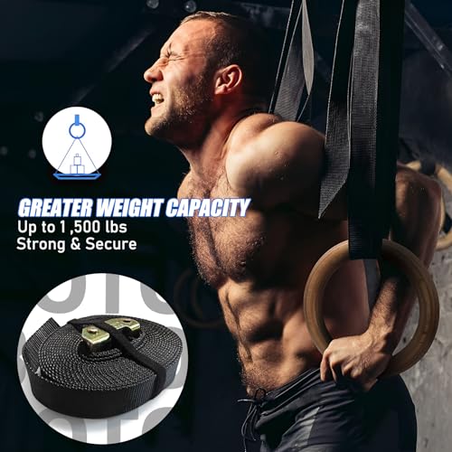 HRILKAOD Anillos de Gimnasia de Madera, 28 mm Anillos de Gimnasia Anillos de Gimnasio Profesionales para Tracciones Anillo Entrenamiento Corporal Libre para Crossfit, Gimnasio, Fitness