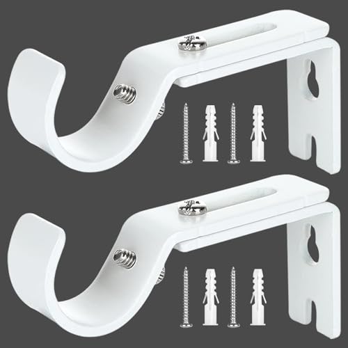 HSLXBY 2 Piezas Blanco Soporte De Barra De Cortina,Soporte De Barra De Cortina Ajustable con Tornillos,Soporte De Barra De Cortina,Adecuado para Barras De Ducha,Perchero De Ropa