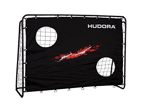 HUDORA Portería de Fútbol con Pared de Gol - Portería de fútbol robusta para niños y adultos al aire libre - Pared de tiro con dos agujeros reforzados