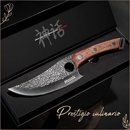 Huusk Cuchillo de Cocina Perfecto Para Cortar, Deshuesar y Picar. Cuchillo Japonés Perfecto Equilibrio y Control