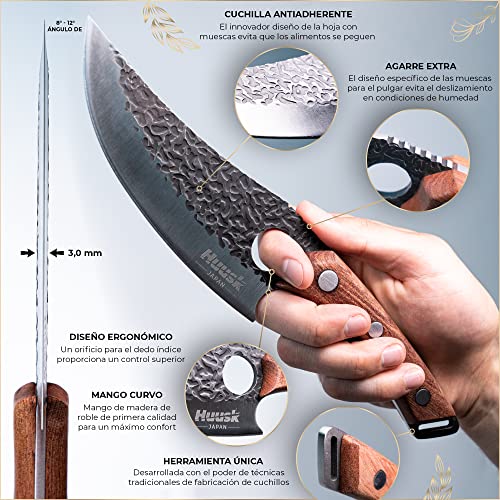 Huusk Cuchillo de Cocina Perfecto Para Cortar, Deshuesar y Picar. Cuchillo Japonés Perfecto Equilibrio y Control