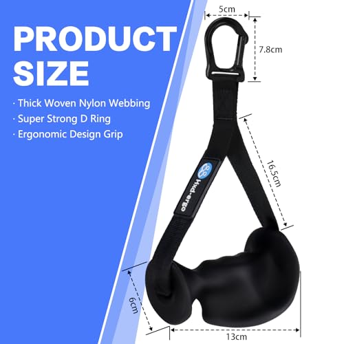 HXD-ERGO 2 asas ergonómicas con una sola mano, para bandas de resistencia, asas de gimnasio, con anilla en D, ideal para entrenamiento de fuerza (anillo D de alto rendimiento)