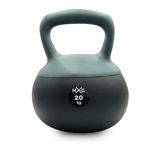 HxG. Pesa Rusa o Pesa Kettlebell 20kg, PVC rellena de Fina Arena de Acero, Ideal para Ejercicios y Entrenamientos de musculación o Crosstraining. Tu casa es tu Gimnasio