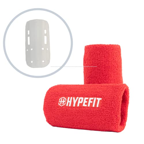 HYPEFIT Muñequeras de protección para Entrenamiento con Kettlebell - Pesa Rusa. Ideal Protección muñeca y antebrazo de Impactos Durante el Entrenamiento Gracias a la Placa de Gran Resistencia. (Rojo)