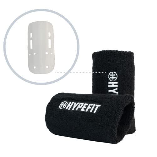 HYPEFIT Muñequeras de protección para Entrenamiento con Kettlebell - Pesa Rusa. Ideal Protección muñeca y antebrazo de Impactos Durante el Entrenamiento Gracias a la Placa de Gran Resistencia. (Negro)