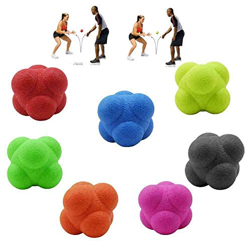 Hzb821zhup pelota hexagonal de reacción sensible bola de entrenamiento de velocidad Fitness Sport Reflex Habilidades Unpredecible Reacción Ball, color amarillo, tamaño talla única