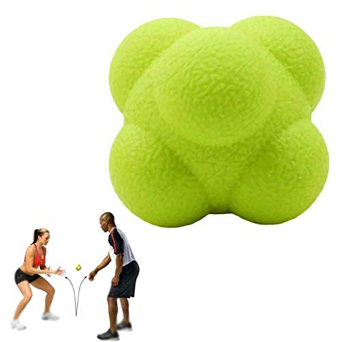 Hzb821zhup pelota hexagonal de reacción sensible bola de entrenamiento de velocidad Fitness Sport Reflex Habilidades Unpredecible Reacción Ball, color amarillo, tamaño talla única