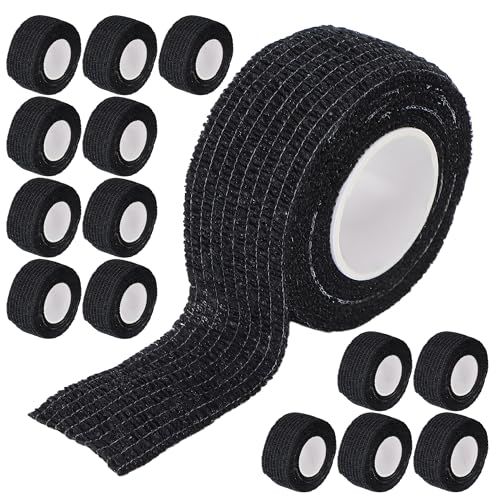 IAAL Esparadrapo deportivo X15 - Tape Crossfit - Venda Cohesiva - Vendas Autoadhesivas Perfectas Para Todo Tipo de Deportes - 2,5cm X 4,5m (2,5cm, Negro)