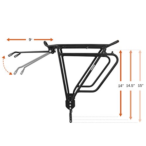 Ibera PakRak Bicycle Touring Carrier Plus+ IB-RA4 Portaequipajes para Bicicleta (Que no Tenga Frenos de Disco), Montaje al Cuadro para Carga Superior y Lateral