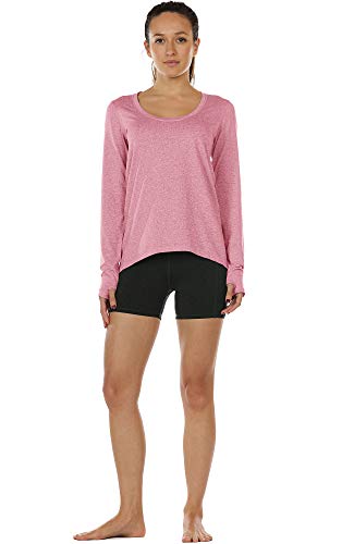 icyzone Camiseta de Yoga Deportiva de Manga Larga para Mujer (M, Pink Mist)