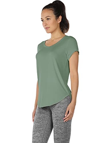 icyzone Camiseta de Yoga Deportiva de Suelta Transpirable de Manga Corta de Espalda Abierta para Mujer,Pack de 2 -XL-