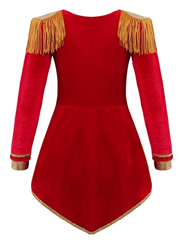 IEFIEL Maillot de Danza Ballet para Niña Leotardo Manga Larga Maillot de Gimnasia Rítmica Circo Maestro Ringmaster Costume Disfraz de Bailarina Fiesta Rendimiento 3-16 años Rojo M 15-16 años