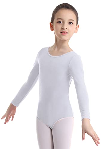 IEFIEL Maillot de Danza Ballet Para Niña Maillot de Gimnasia Ritmica Body de Danza Clásica Disfraz de Bailarina Niña Ropa Ballet Niña Blanco 12 años