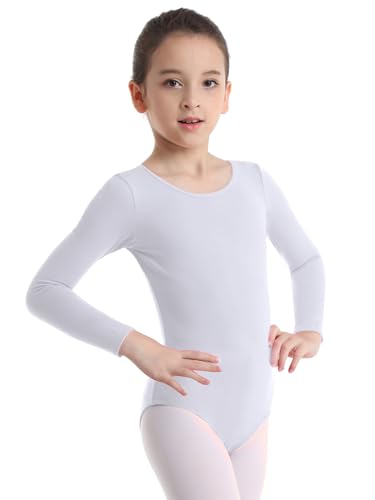 IEFIEL Maillot de Danza Ballet Para Niña Maillot de Gimnasia Ritmica Body de Danza Clásica Disfraz de Bailarina Niña Ropa Ballet Niña Blanco 12 años