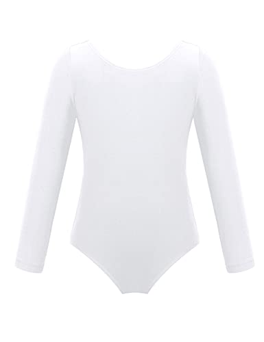 IEFIEL Maillot de Danza Ballet Para Niña Maillot de Gimnasia Ritmica Body de Danza Clásica Disfraz de Bailarina Niña Ropa Ballet Niña Blanco 12 años