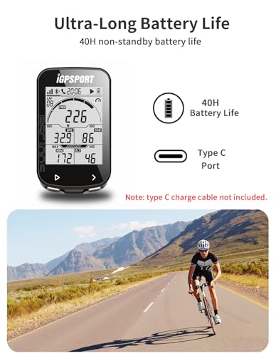 iGPSPORT BSC100S GPS Computadora de Bicicleta Ciclocomputador 40 Horas de 2,6" Retroiluminada Autonomía Pantalla Sensor Ant+/BLE5.0，IPX7