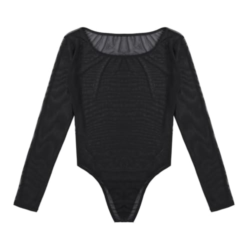 iiniim Body Hombre Maillot Muscular Leotardo Deportivo Monos de Gimnasia Manga Larga Ropa Interior Una Pieza Sexy Transparente Jumpsuit Bodysuit para Hombre Negro M