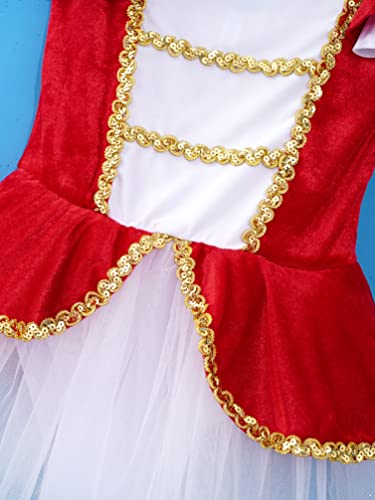 iiniim Vestido Maillot Clásico de Ballet Danza Elegante Traje Infantil de Baile Leotardo Princesa Tutú Flor con Falda de Tul Bragas Interior de Algodón para Niña Chica (2-10 Años) C Rojo 13-14 años