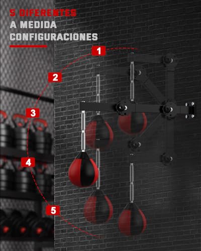 IMAYCC Punching Ball con Soporte, Pera de Boxeo Montado en Pared, Soporte para Saco De Boxeo Ajustable En Altura Y Plegable, para El Entrenamiento de Gimnasio en Casa, Entrenamiento Boxeo Etc.