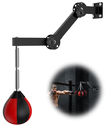 IMAYCC Punching Ball con Soporte, Pera de Boxeo Montado en Pared, Soporte para Saco De Boxeo Ajustable En Altura Y Plegable, para El Entrenamiento de Gimnasio en Casa, Entrenamiento Boxeo Etc.