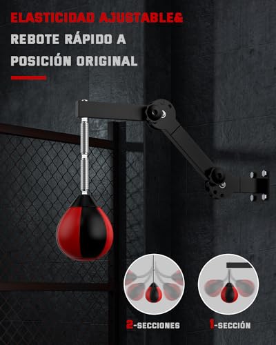 IMAYCC Punching Ball con Soporte, Pera de Boxeo Montado en Pared, Soporte para Saco De Boxeo Ajustable En Altura Y Plegable, para El Entrenamiento de Gimnasio en Casa, Entrenamiento Boxeo Etc.