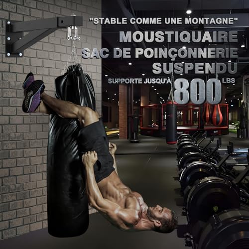 IMAYCC Soporte Saco Boxeo Pared, Soporte Ajustable Soporte para Saco De Boxeo, Heavy Duty Soporte Saco Boxeo, para Boxeo En Casa, Boxing Bag, Sacos De Boxeo para Adultos, Etc (Soporta hasta 400kg)