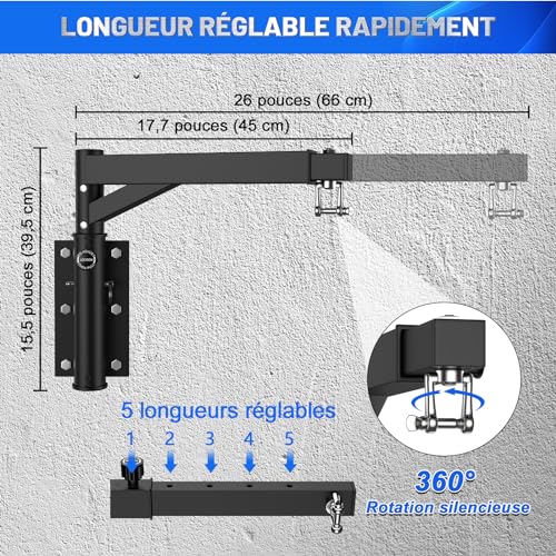 IMAYCC Soporte Saco Boxeo Pared, Soporte de Pared Bidireccional Ajustable para Saco de Boxeo, Heavy Duty Soporte Saco Boxeo, para Boxeo En Casa, Boxing Bag, Sacos De Boxeo para Adultos, Etc.