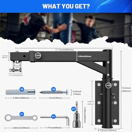 IMAYCC Soporte Saco Boxeo Pared, Soporte de Pared Bidireccional Ajustable para Saco de Boxeo, Heavy Duty Soporte Saco Boxeo, para Boxeo En Casa, Boxing Bag, Sacos De Boxeo para Adultos, Etc.