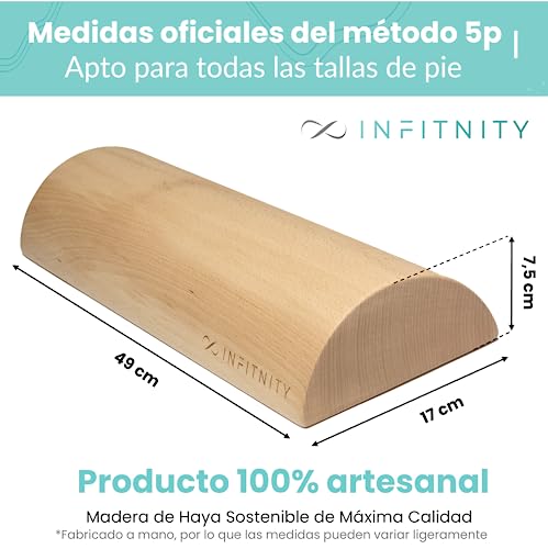 INFITNITY - Tronco Propiocepción Suelo Pélvico - Tronco Propioceptivo Madera - Medidas Oficiales Tronco 5P – Wood Roller Tronco Eutonía - Incluye Manual Ejercicios