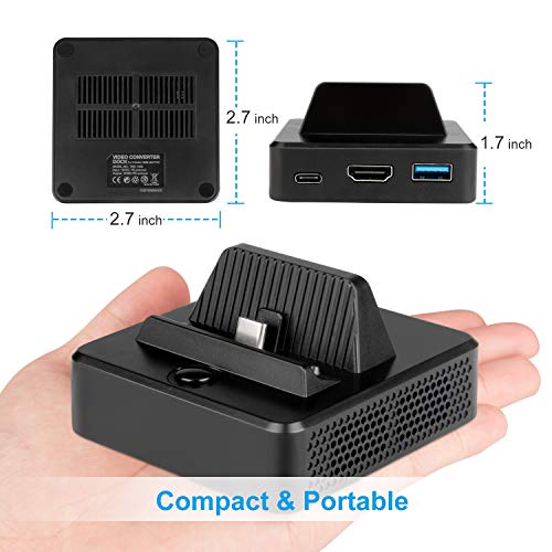 innoAura Base de Carga para Switch Base de Carga Portátil para Reemplazo con Estructura de Enfriamiento, Puerto de Carga USB C, USB 3.0 y Puerto HDMI para NS Switch/Switch OLED