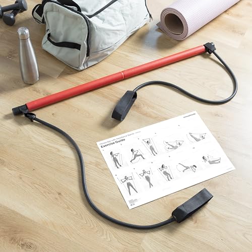 InnovaGoods® Barra de Fitness con Bandas elásticas y guía de Ejercicios Resibar, tonifica los músculos y Mejora la flexibilidad, diseño Compacto y Ligero, Ideal para el Gimnasio