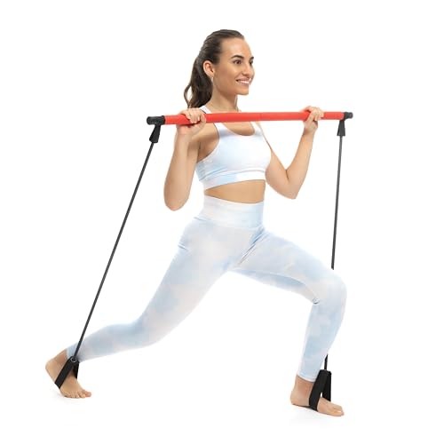 InnovaGoods® Barra de Fitness con Bandas elásticas y guía de Ejercicios Resibar, tonifica los músculos y Mejora la flexibilidad, diseño Compacto y Ligero, Ideal para el Gimnasio