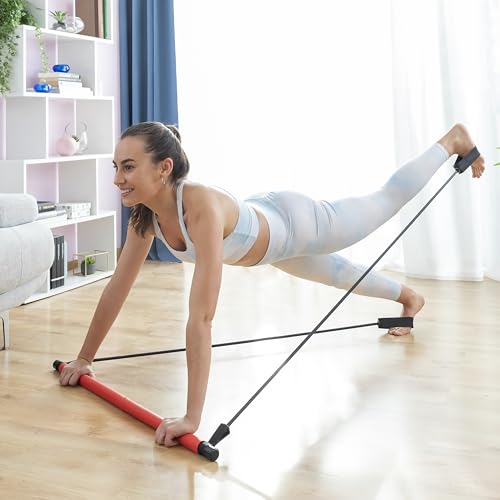 InnovaGoods® Barra de Fitness con Bandas elásticas y guía de Ejercicios Resibar, tonifica los músculos y Mejora la flexibilidad, diseño Compacto y Ligero, Ideal para el Gimnasio