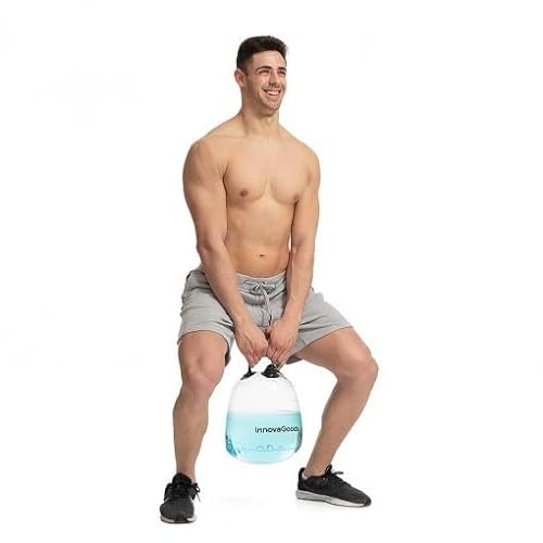 InnovaGoods® Pesa Rusa Hinchable,Pesa Rusa de Agua para Entrenamiento Fitness con Guía de Ejercicios Fibell, Pesa Rusa Unisex para adulto. Incluye Hinchador.