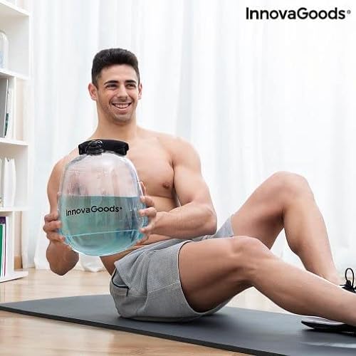 InnovaGoods® Pesa Rusa Hinchable,Pesa Rusa de Agua para Entrenamiento Fitness con Guía de Ejercicios Fibell, Pesa Rusa Unisex para adulto. Incluye Hinchador.