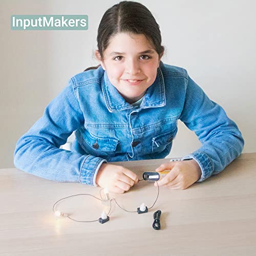 InputMakers Kit Eléctrico Escolar Iniciación con Motor: Pila Petaca 4,5 V, 2 Bombillas, 2 Portalámparas, 2 Interruptores, 4 Metros Cable, 1 Motor, 1 Hélice. Set Electricidad Instituto y Manualidades.