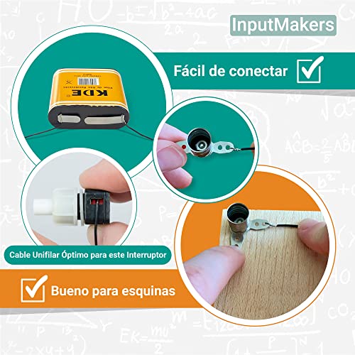 InputMakers Kit Eléctrico Escolar Iniciación con Motor: Pila Petaca 4,5 V, 2 Bombillas, 2 Portalámparas, 2 Interruptores, 4 Metros Cable, 1 Motor, 1 Hélice. Set Electricidad Instituto y Manualidades.