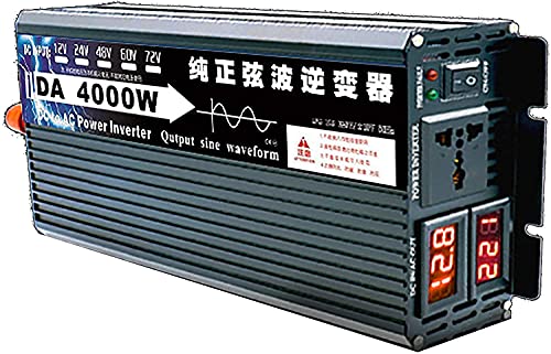 Inversor de Onda sinusoidal Pura 3000W 4000W 5000W 6000W 8000W DC 12V 24V 48V 60V a AC 220V 230V Convertidor Inversores solares Inverte de automóvil para RV Camión Viaje Camping (24Vto220V,4000W)