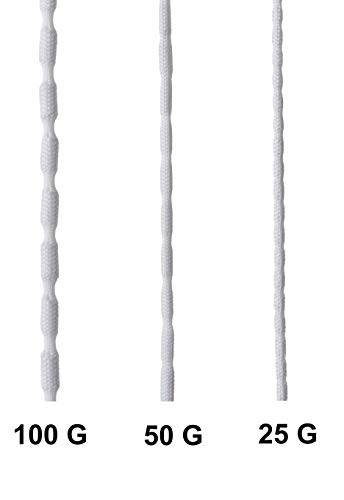 IPEA Cuerda de Plomo para Cortinas - 5 Metros - Trenza con Plomo - Hilo Cuerda Plomada para Cortinas Telas Mosquiteras - Varios Gramajes - Peso Lastre - Color Blanco - 100 G/MT